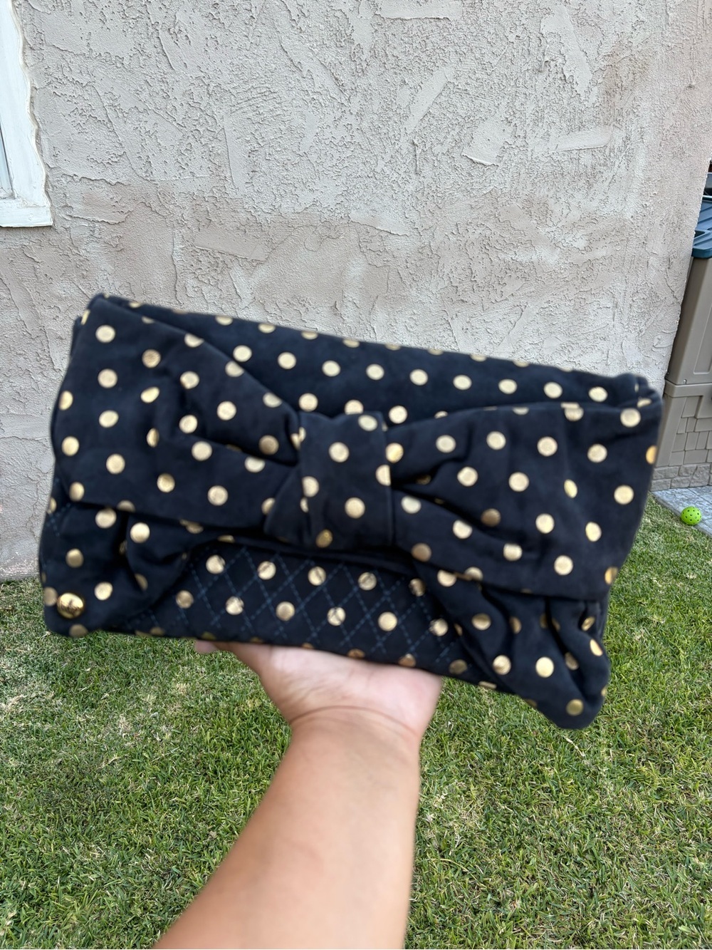 Vintage Y2K Juicy Couture Navy Blue Suede XL Clutch With Bow Detail EUC